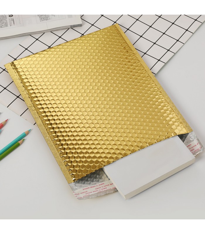 SOBRE BURBUJA ORO DORADO 25X30CM