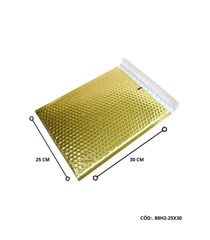 SOBRE BURBUJA ORO DORADO 25X30CM