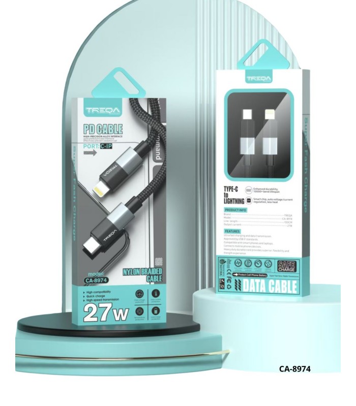 CABLE DE DATOS TREQA USB-C A LIGHTNING