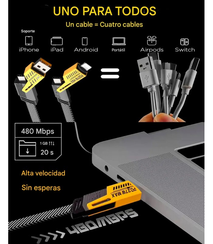 CABLE DE DATOS TREQA 4 EN 1