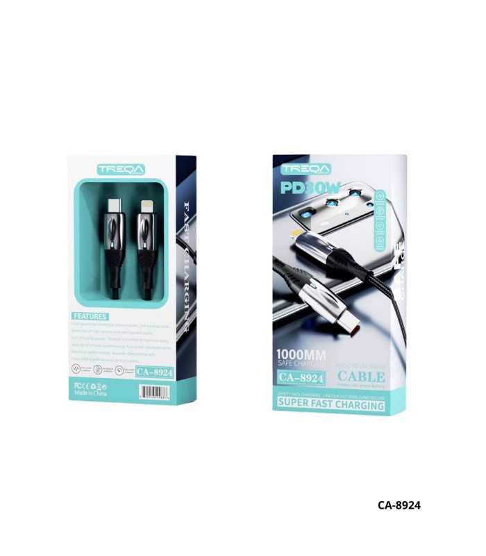 CABLE DE DATOS TREQA USB-C/LIGHTNING