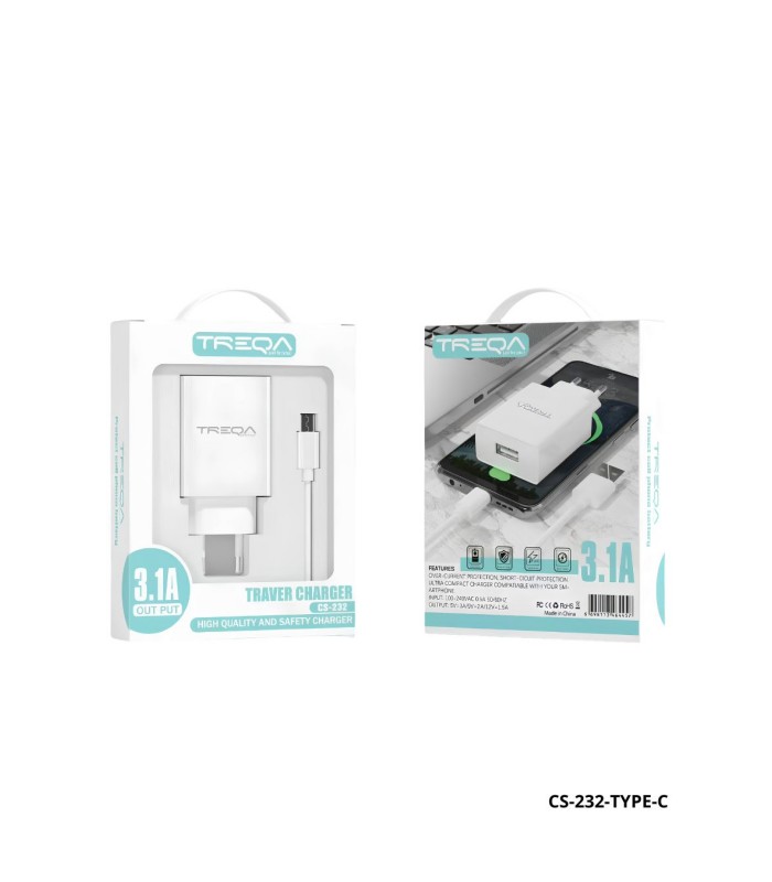 CARGADOR DE PARED TREQA 3.1A USB-C