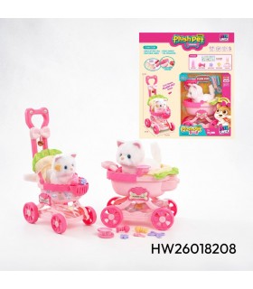 SET COCHECITO CON GATO DE PELUCHE