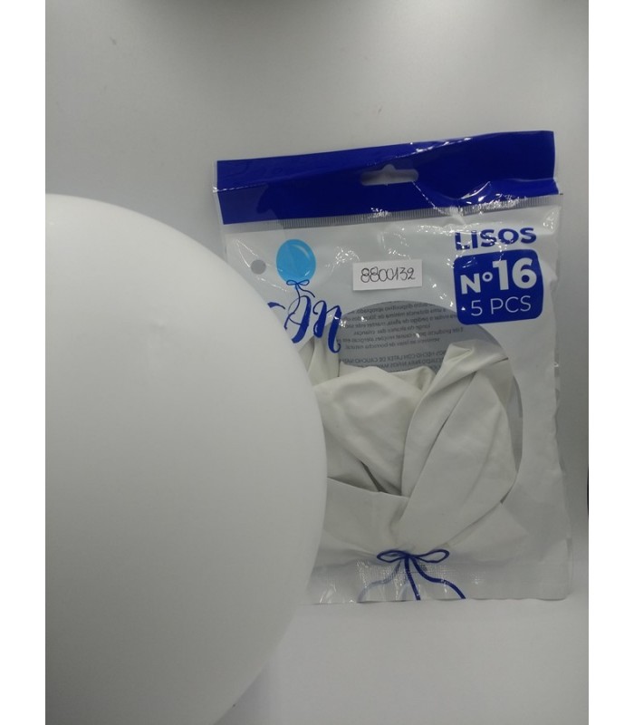 GLOBO LISO N°16 BLANCO X5PCS