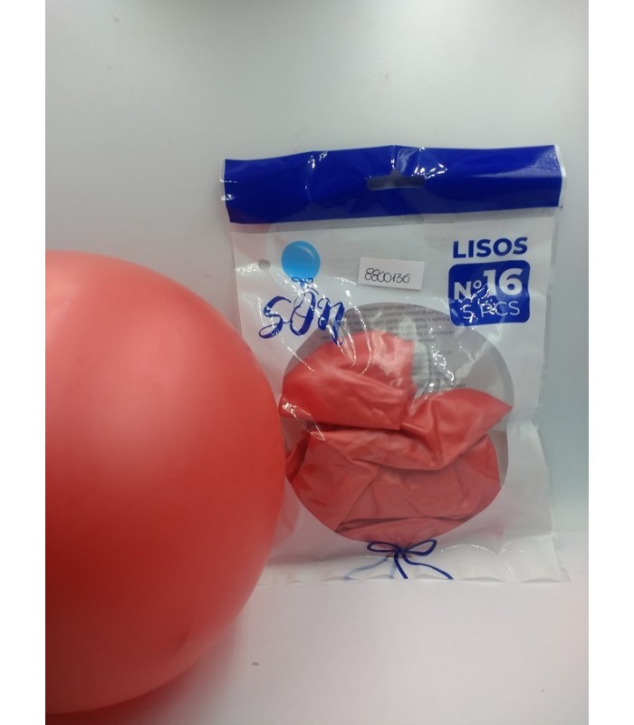 GLOBO LISO N°16 ROJO RUBY X5PCS