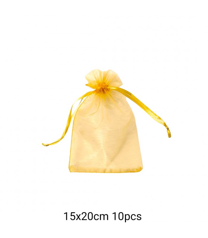 BOLSA ORGANZA 10P 15X20 DORADO