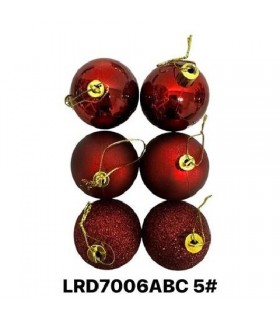 BOLAS NAV 7CM 6PC BORDO (VINO)