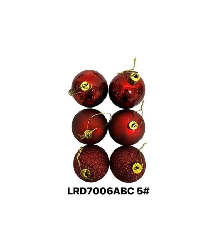 BOLAS NAV 7CM 6PC BORDO (VINO)