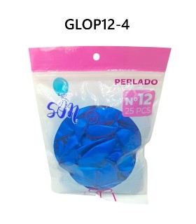 GLOBO PERLADO N°12 AZUL 25PCS