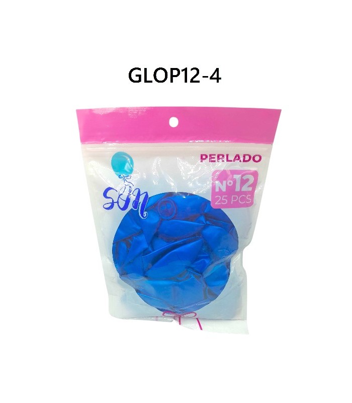 GLOBO PERLADO N°12 AZUL 25PCS