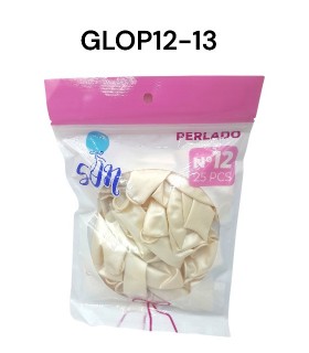 GLOBO PERLADO N°12 BLANCO 25PCS