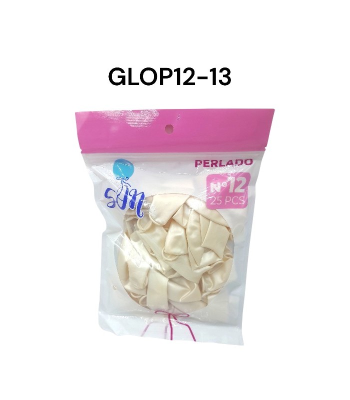GLOBO PERLADO N°12 BLANCO 25PCS