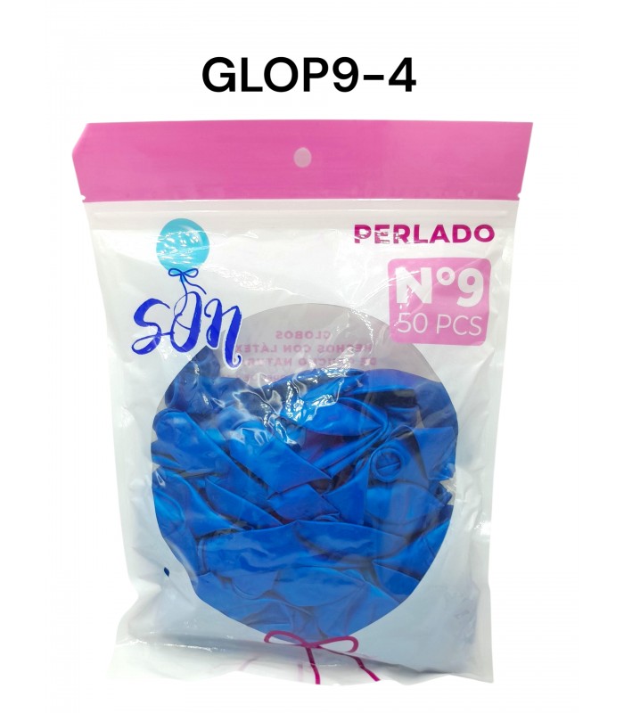 GLOBO PERLADO N°9 AZUL 50PCS