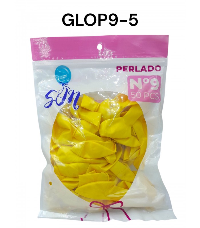 GLOBO PERLADO N°9 AMARILLO 50PCS