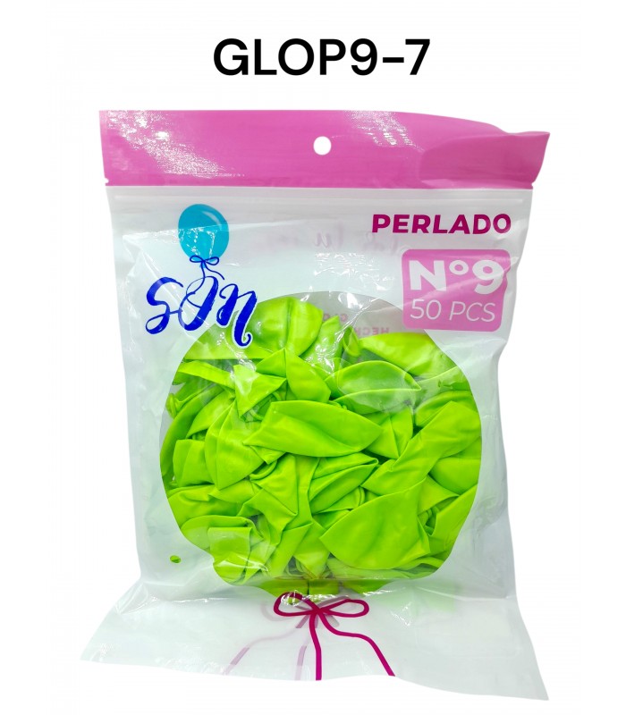 GLOBO PERLADO N°9 VERDE LIMA 50 PCS