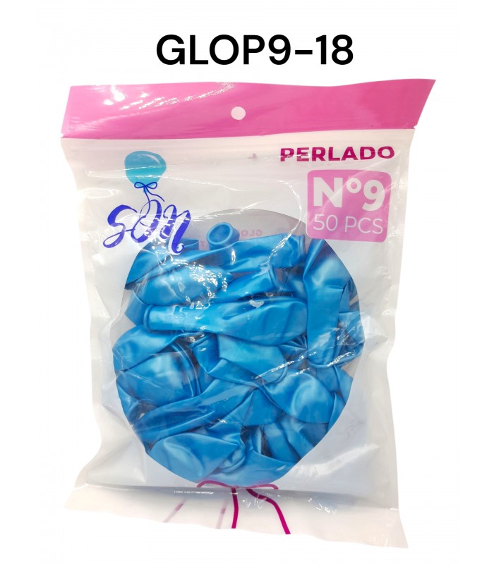 GLOBO PERLADO N°9 CELESTE 50 PCS