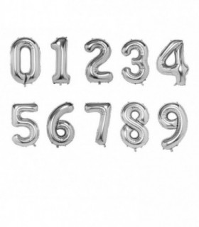 GLOBO METALIZADO NUMERO PLATA T16