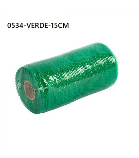 CINTA MALLA VERDE/DORADO 15CM