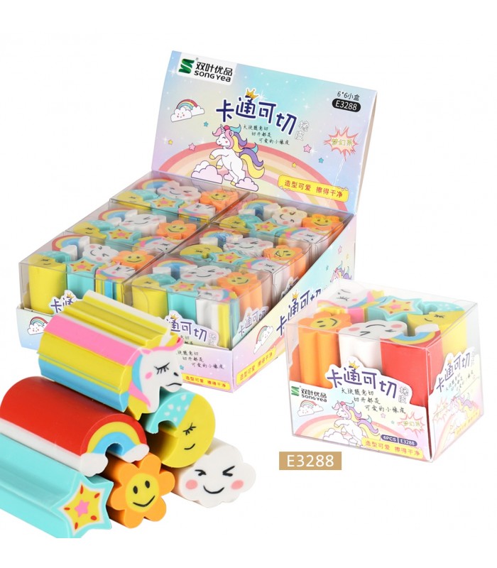BORRADOR UNICORNIO 6PCS