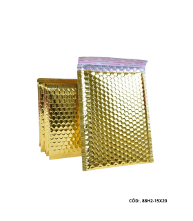 SOBRE BURBUJA ORO DORADO P/ ENVIO 15X20CM