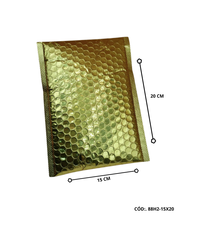 SOBRE BURBUJA ORO DORADO P/ ENVIO 15X20CM
